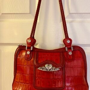 Red Crocodile Pattern Handbag